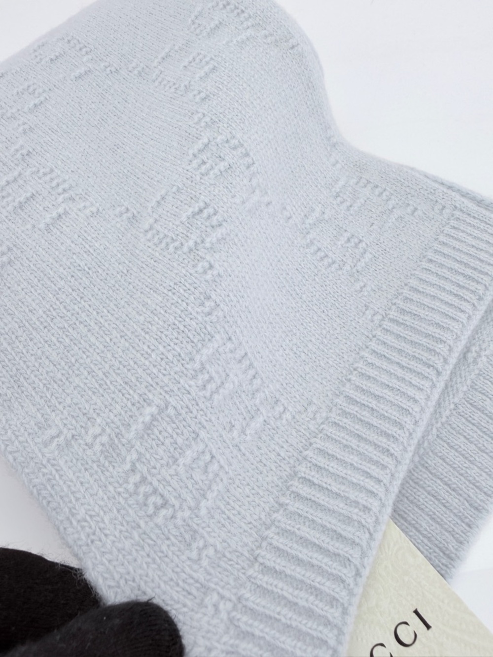 Gucci Baby Blue Gg Embossed Wool Scarf NWT - Picture 3 of 10
